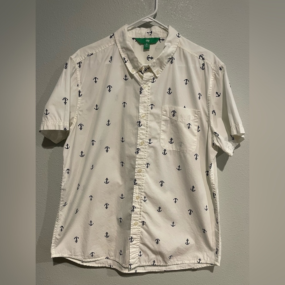 dip White Nautical Anchor Print Men's Shirt